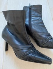 Women's black leather ankle