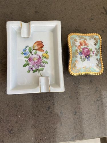 Dresden floral ashtray 1900 - dresden,