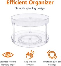 Amazon Basics Clear 2-Tier Lazy Susan Turntable Organiser, 22.9 cm-FAST SHIP UK