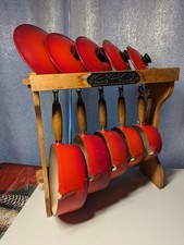 Le Creuset Classic 5 Pan Set Red 22, 20, 18, 16, 14cm With Lids & Rack BU17