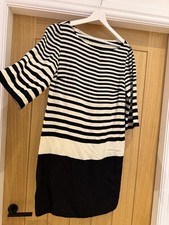 ZARA Basics Black & Cream Stripe Longline Tunic Top – Size M