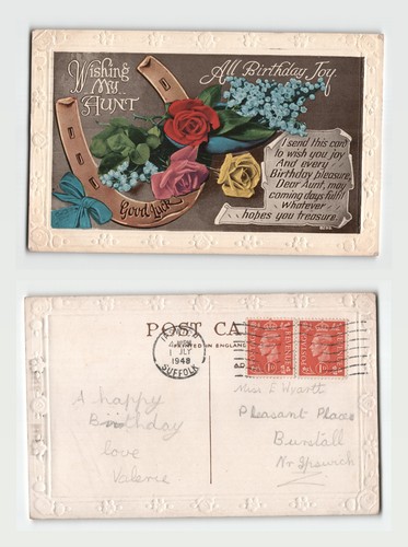 Vintage postcard birthday - vintage,