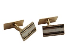 Sterling silver gilt cufflinks with black and white enamel by David Andersen
