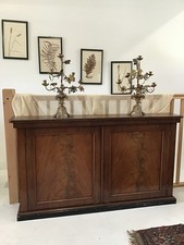 Long Slim Antique Style Sideboard Lockable, Shelved