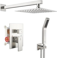 SR SUN RISE Brushed Nickel Shower System with Rainfall Shower Head and Handheld