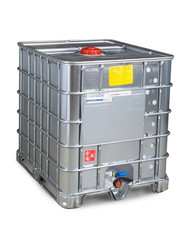 IBC hazardous goods container with steel casing, steel runners, 1000 Litres
