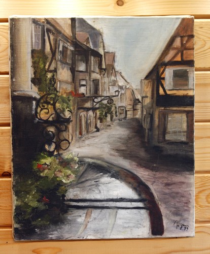 Vintage french painting 46cm - french,