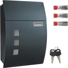 Mailbox Letterbox, Wall-Mounted Lockable Post Box with Viewing Windows SONGMICS