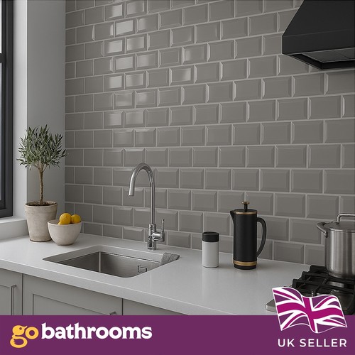 Grey gloss metro subway tiles - grey,