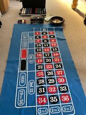 CASINO NIGHT, poker chips, carrier, roulette wheel, felt poker blue table cloth