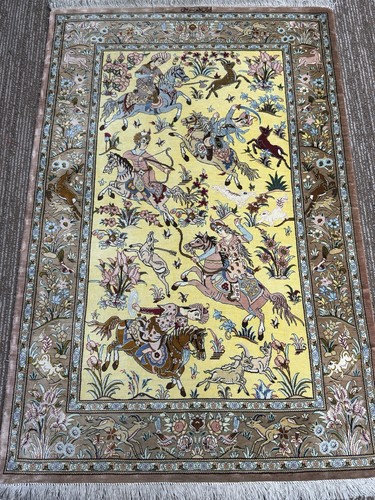 Handmade hunting scene - scene, silk