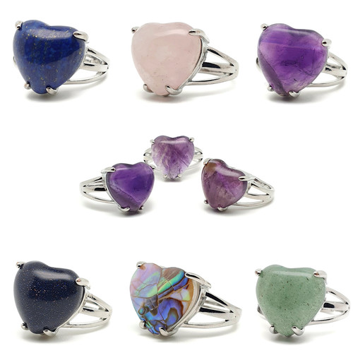 Heart ring natural gemstone - heart,