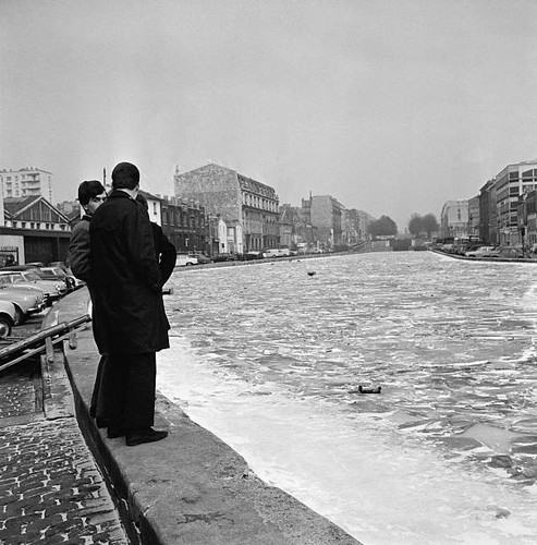 Frozen water canal - water,
