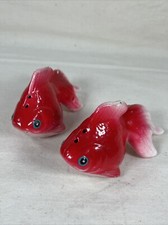 Vintage Fancy Veiltail Red Goldfish Salt & Pepper Shakers Unique CLL-06