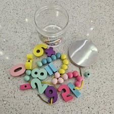 Children's kids Montessori Wooden Number Mathematics Beads Threading Learning