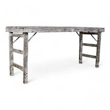 Vintage Indian Solid Wood Rustic Folding Market Garden Trestle Table - QTY AVAIL