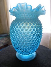 Vintage hobnail blue glass