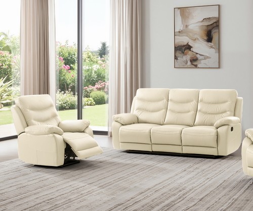 Cream italian leather seater - cream,