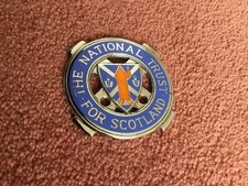 VINTAGE CAR BADGE.( SCOTLAND , National Trust, Grill Badge, Chrome Plated Brass.