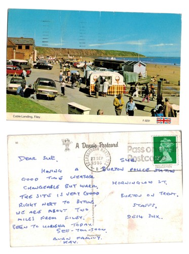 Postcard coble landing filey - coble,
