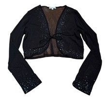 J. Taylor Black Mesh Sequin Long Sleeved Bolero Cardigan Top 14 (K6) Party Xmas