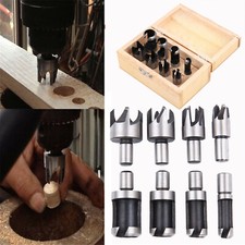 8Pcs Wood Plug Hole Cutter Dowel Maker Cutting Tools Shank Drill Bits Kit 10MM