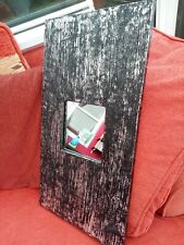 Black & Silver Wooden Wall Mirror - Craft Shop Unique Hand Made 60cm x 32cm
