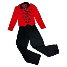 Vtg 80's Jumpsuit Red Black 8