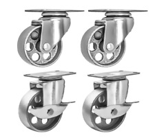 All Steel Lock Heavy Duty High,Gauge Metal Castor Wheels, Caster W/ Brake 3.5-4"