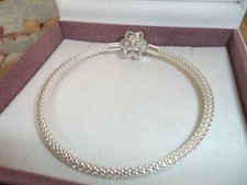 Genuine Pandora Moments Shine Bright Snowflake Clasp Mesh Bracelet 598616C01-17