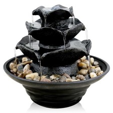 Water Feature Tabletop Indoor LED Fountain Waterfall Home Decor (Waterfall)