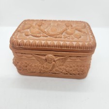 Vintage Italian Style Angel Cherub Terracotta Trinket Box
