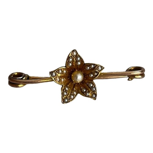 15ct gold seed pearl brooch - 15ct,
