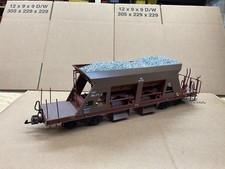 LGB G GAUGE FREIGHT CAR WAGON HOPPER CAR SELF UNLOADING RHB BROWN W/LOAD 46690 !