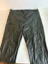 Marks and Spencer Green Leather Effect Trousers 16 Regular