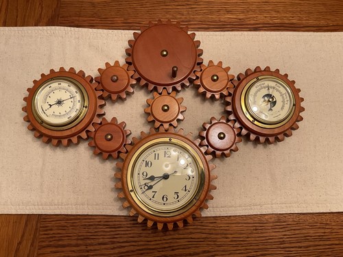 Vtg wall clock thermometer - clock,