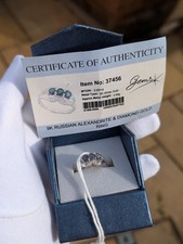 9ct White  Gold  Russian Alexandrite Ring Size N COA GemsTV
