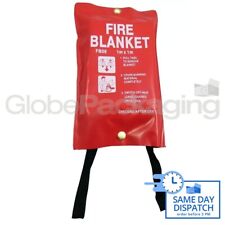 LARGE FAST RELEASE FIRE BLANKET 1M x 1M IN SOFT RED CASE WORKPLACE KITCHEN HOME