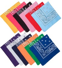 12 PACK OF PAISLEY BANDANAS HEAD WRAP SCARVES BANDANA MIXED COLOURS 100% COTTON
