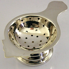 PENHALIGON'S STERLING SILVER TEA STRAINER & DRIP BOWL STAND 1999 STYLISH ENGLISH