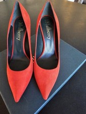 Mulberry Court Shoes Fiery Red Suede Stiletto Court Shoes. Size 5 (38). 