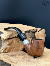 Peterson De Luxe Sterling Silver 11S Smooth Bent Billiard Smoking Pipe