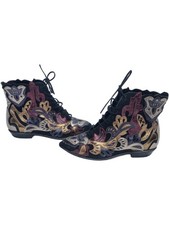 1980s Metallic Leather Lace Up