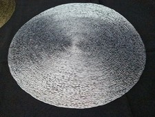 12 pc Silver Metallic Look Lace Effect Placemats – Elegant 38cm PVC Table Mats