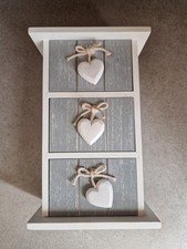 Wooden jewellery box With 3 Draws 25cm x 13cm White And Grey Wood Effect 