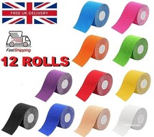 12 Rolls 5cm x 5m Kinesiology Tape KT Muscle Strain Injury Support Physio Sports
