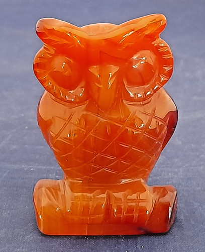 Carnelian owl carved gemstone - owl,