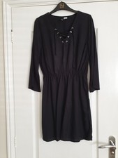 Womens Black Divided Tie Front