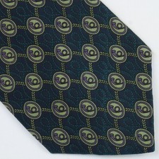 Vintage Bert Pulitzer Teal Purple Fox Hunting Horn Motif Classic 57"x3.75" Lord