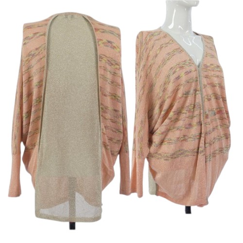 Gold pink shiny cardigan fine - gold,